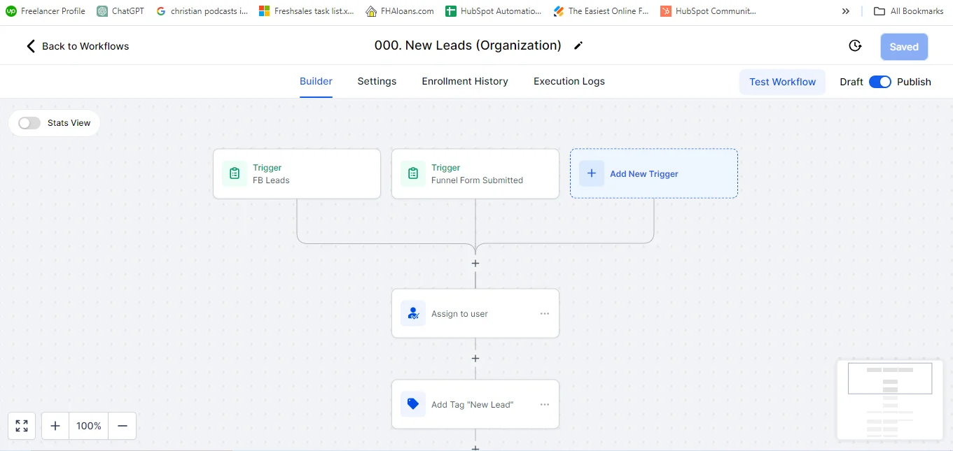GoHighLevel workflow screenshot