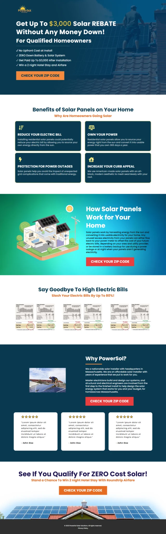 GoHighLevel solar landing page screenshot